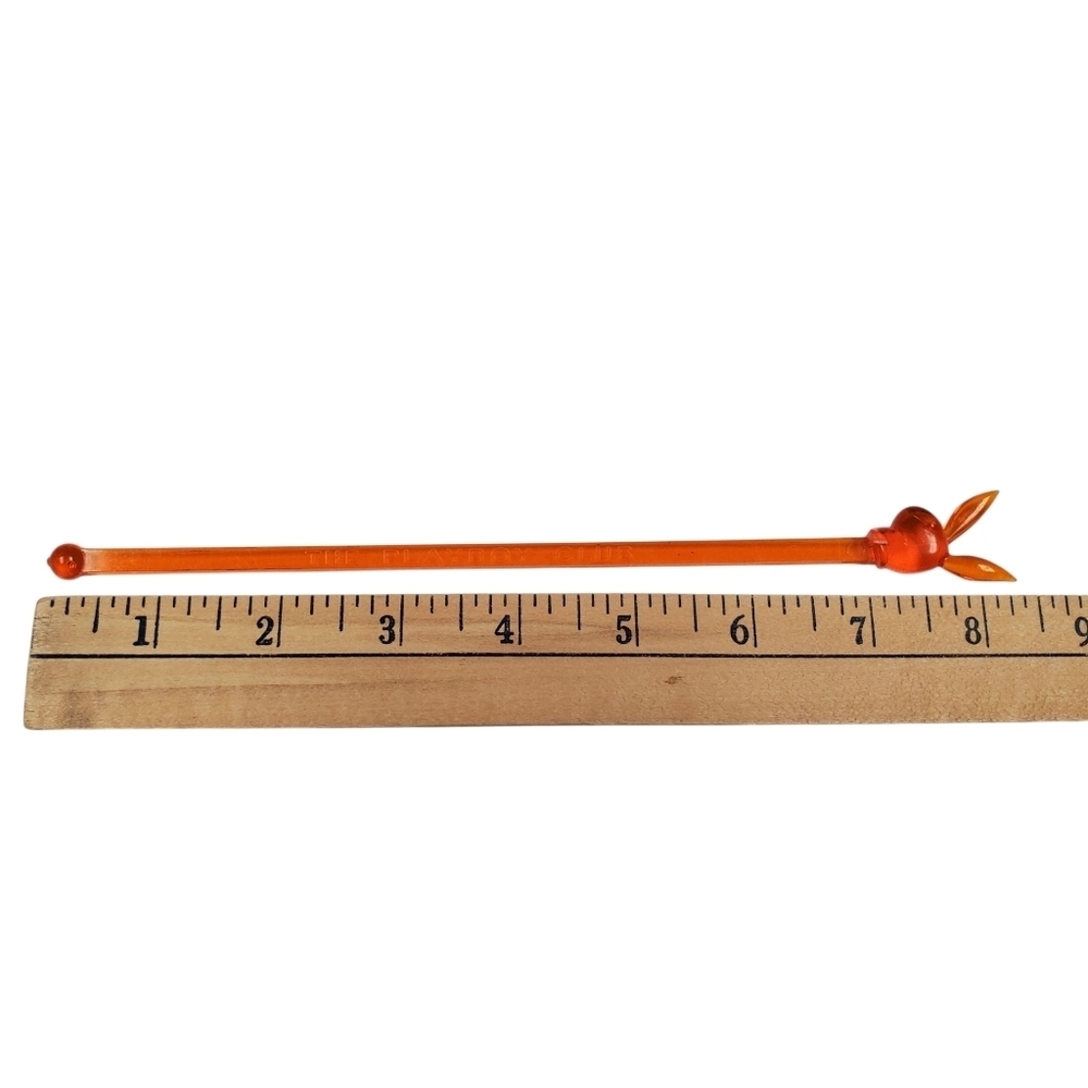 Vntg The Playboy Club Orange Bunny Stir Swizzle Stick. 8.5" - Picture 6 of 6
